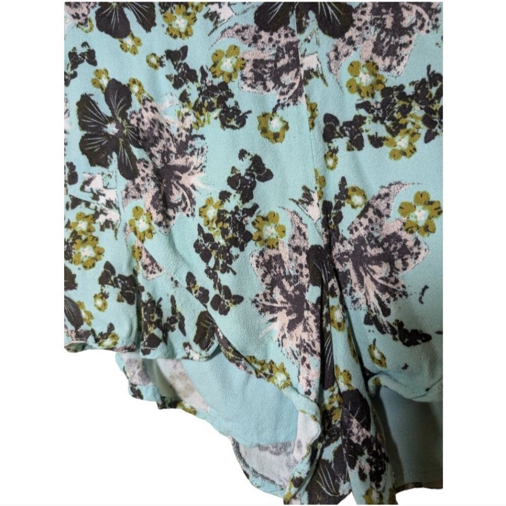 Free People Shorts Floral Print Flutter high rise teal black‎ green sz 4 - Picture 6 of 8